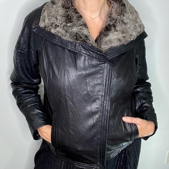 Danier | leather and faux fur jacket Size L - Picture 12 of 13
